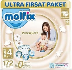 Molfix Pure&Soft 4 Numara Maxi 172'li Bebek Bezi ürün görseli