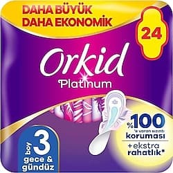 Orkid Platinum Gece & Gündüz Boy 3 Hijyenik Ped 24'lü ürün görseli